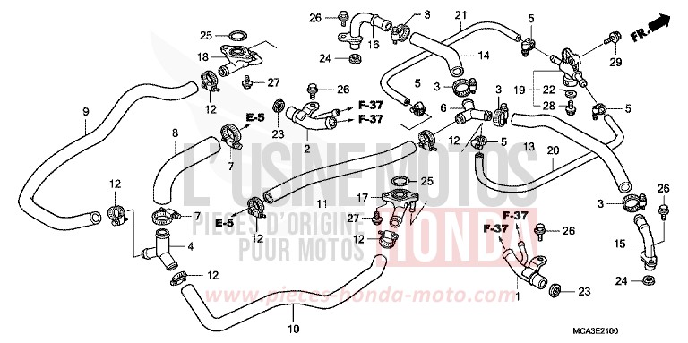 TUYAU D'EAU de Gold Wing BILLET SILVER METALLIC (NHA27B) de 2005